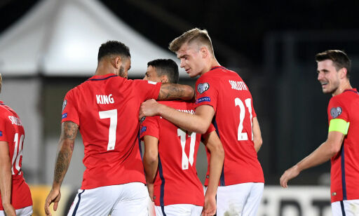 Soccer Football - 2018 World Cup Qualifications - Europe - San Marino v Norway - San Marino Stadium, San Marino - October 5, 2017 Norway's Mohamed Elyounoussi celebrates scoring their fourth goal with team mates REUTERS/Alberto Lingria