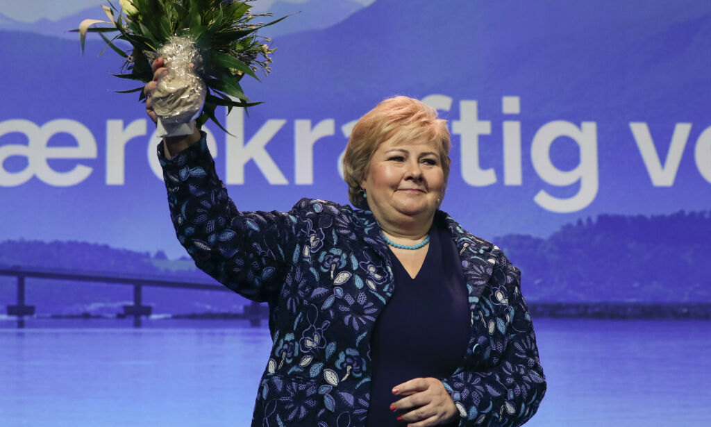 Gardermoen 20180406.
Statsminister Erna Solberg fra Høyre under Høyres landsmøte på Gardermoen fredag.
Foto: Lise Åserud / NTB scanpix